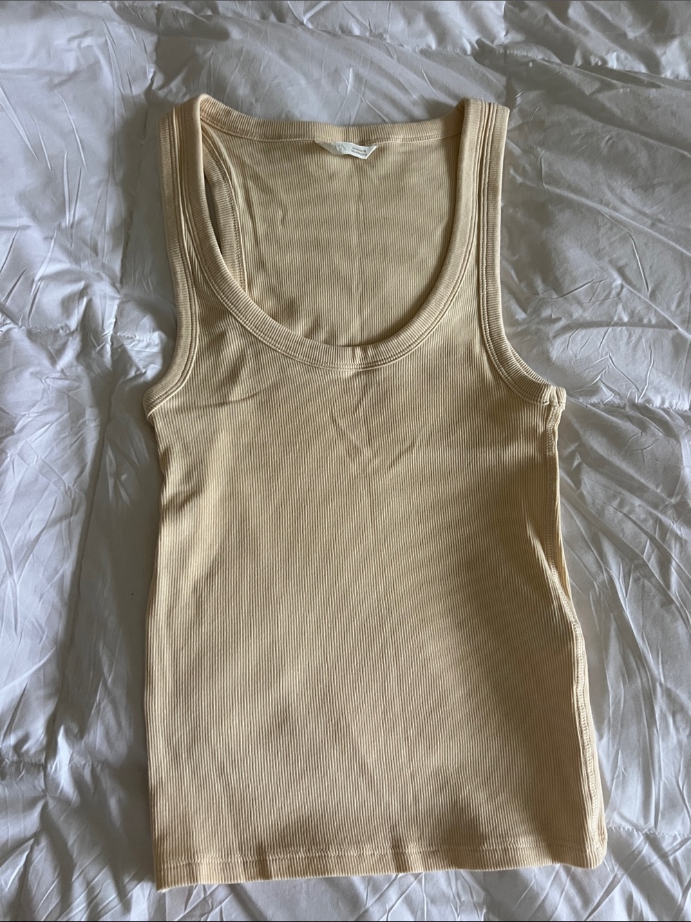 Zara Ribbed Tank Top in Light Yellow Medium NWOT